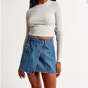 Denim Cargo Wrap Mini Skirt